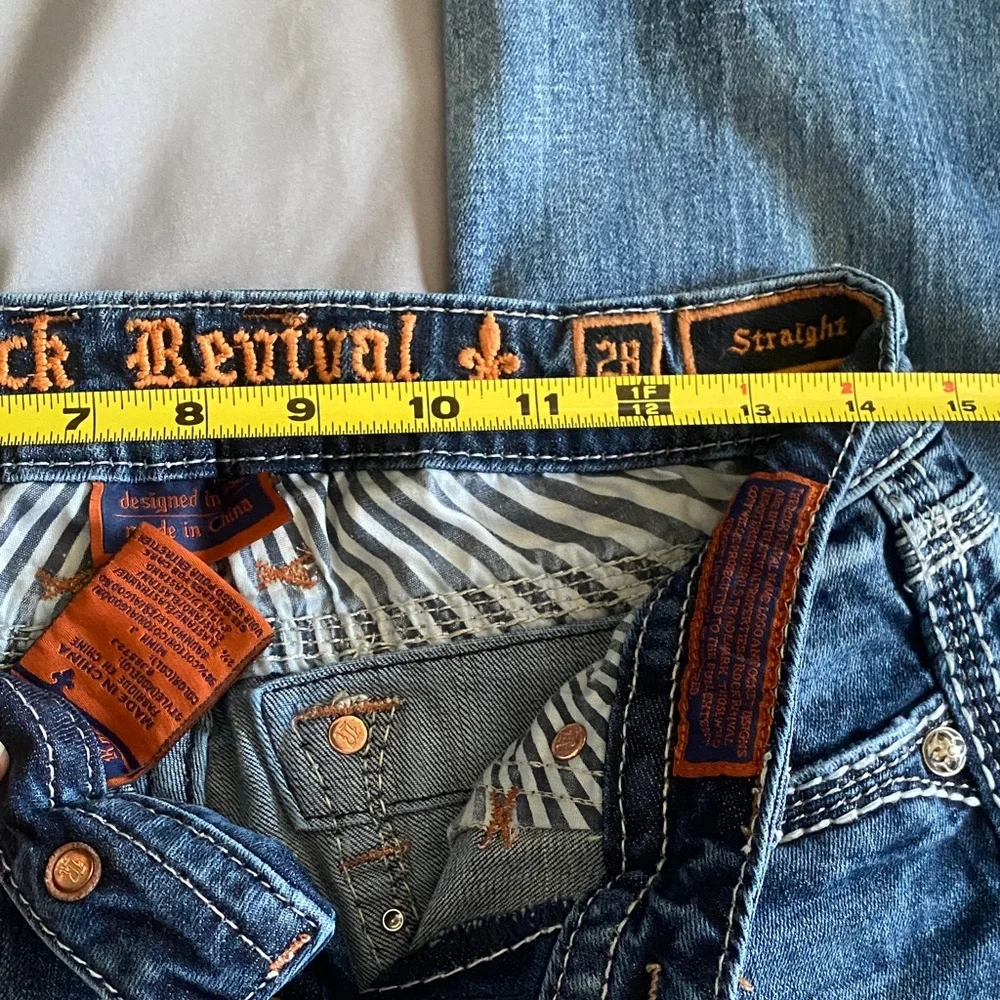 Rock Revival Women's Distressed Blue straight Cut Jeans - Picture 2 of 5